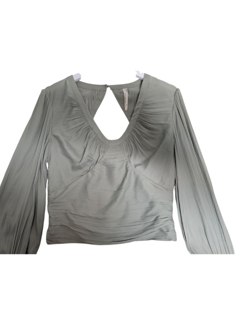 Anthropologie Sage Blouson Sleeve Peasant Top Cutout Back Ruched Front Feminine - Picture 4 of 12